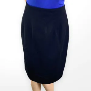 00s DANA BUCHMAN Vintage Black Wool Pull On Pencil Skirt