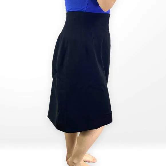 00s DANA BUCHMAN Vintage Black Wool Pull On Pencil Skirt
