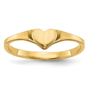 10k or 14k Yellow Gold Child's Classic Heart Ring w/ Optional Initial Engraving