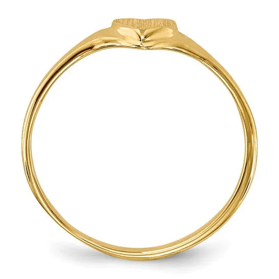 10k or 14k Yellow Gold Child's Classic Heart Ring w/ Optional Initial Engraving