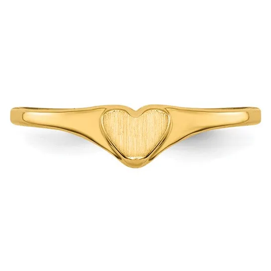 10k or 14k Yellow Gold Child's Classic Heart Ring w/ Optional Initial Engraving