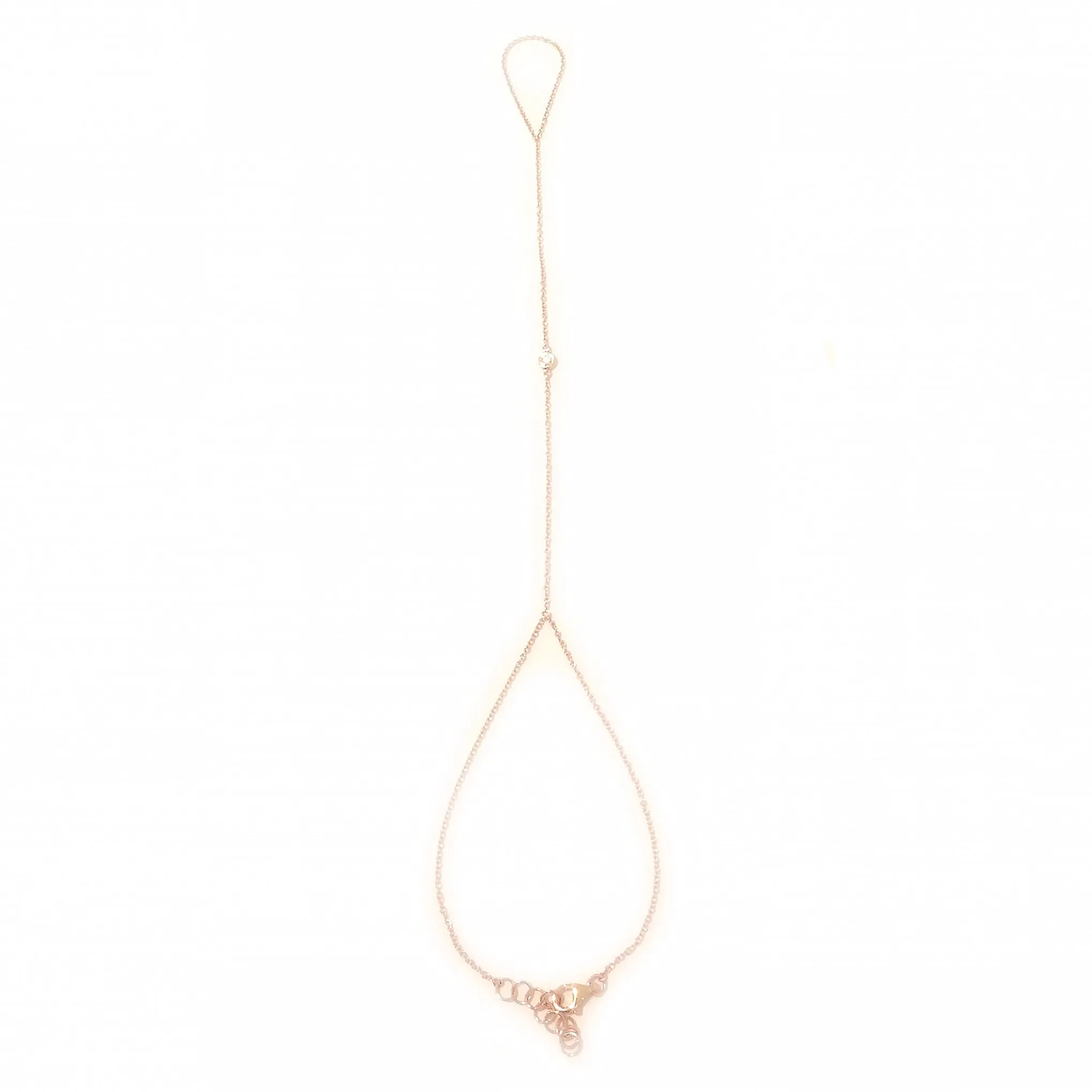 14K Gold Single Diamond Finger Bracelet