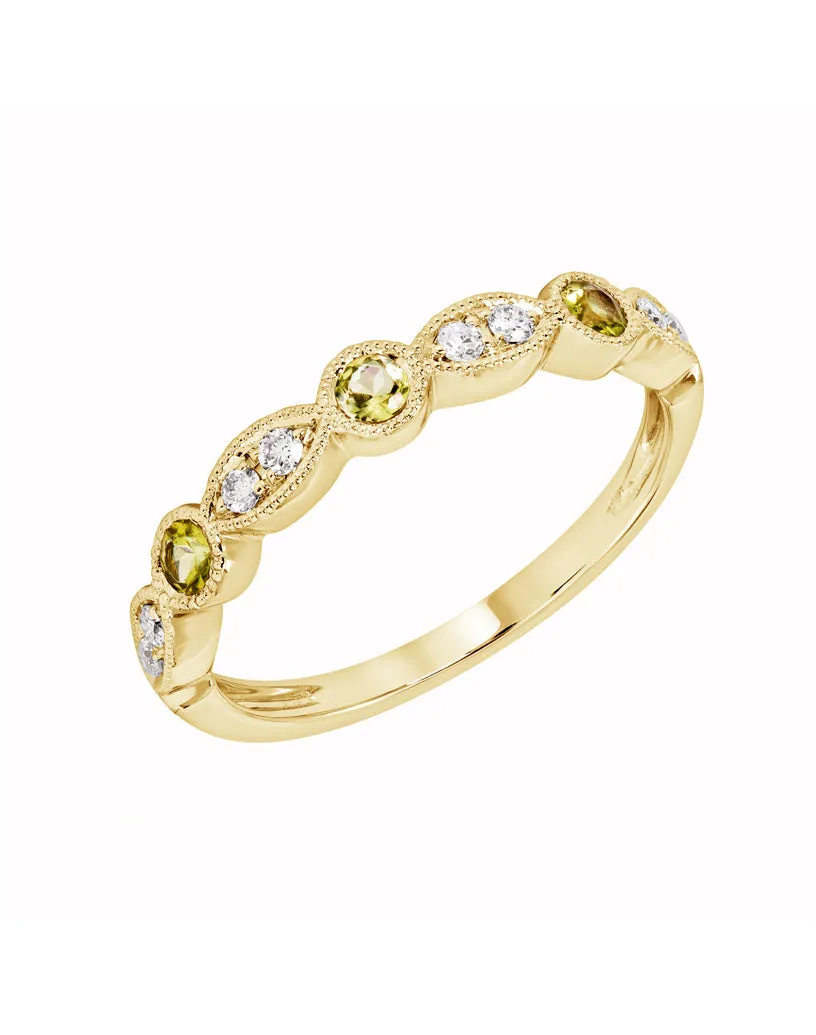 14k White or Yellow Gold Peridot & Diamond Anniversary Band
