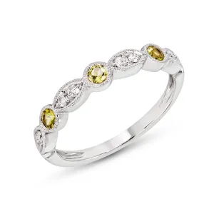 14k White or Yellow Gold Peridot & Diamond Anniversary Band