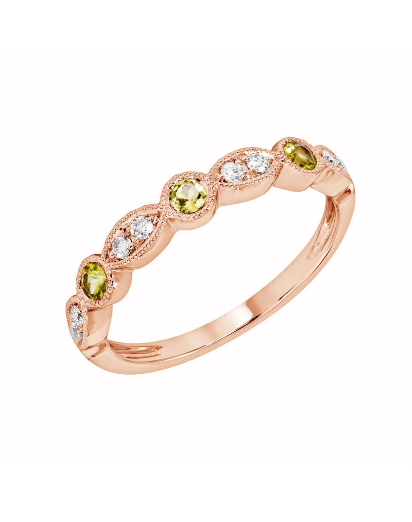 14k White or Yellow Gold Peridot & Diamond Anniversary Band