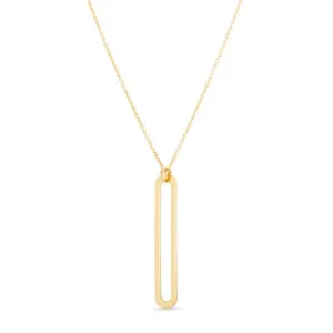14K Yellow Gold Single Paperclip Pendant - 18"