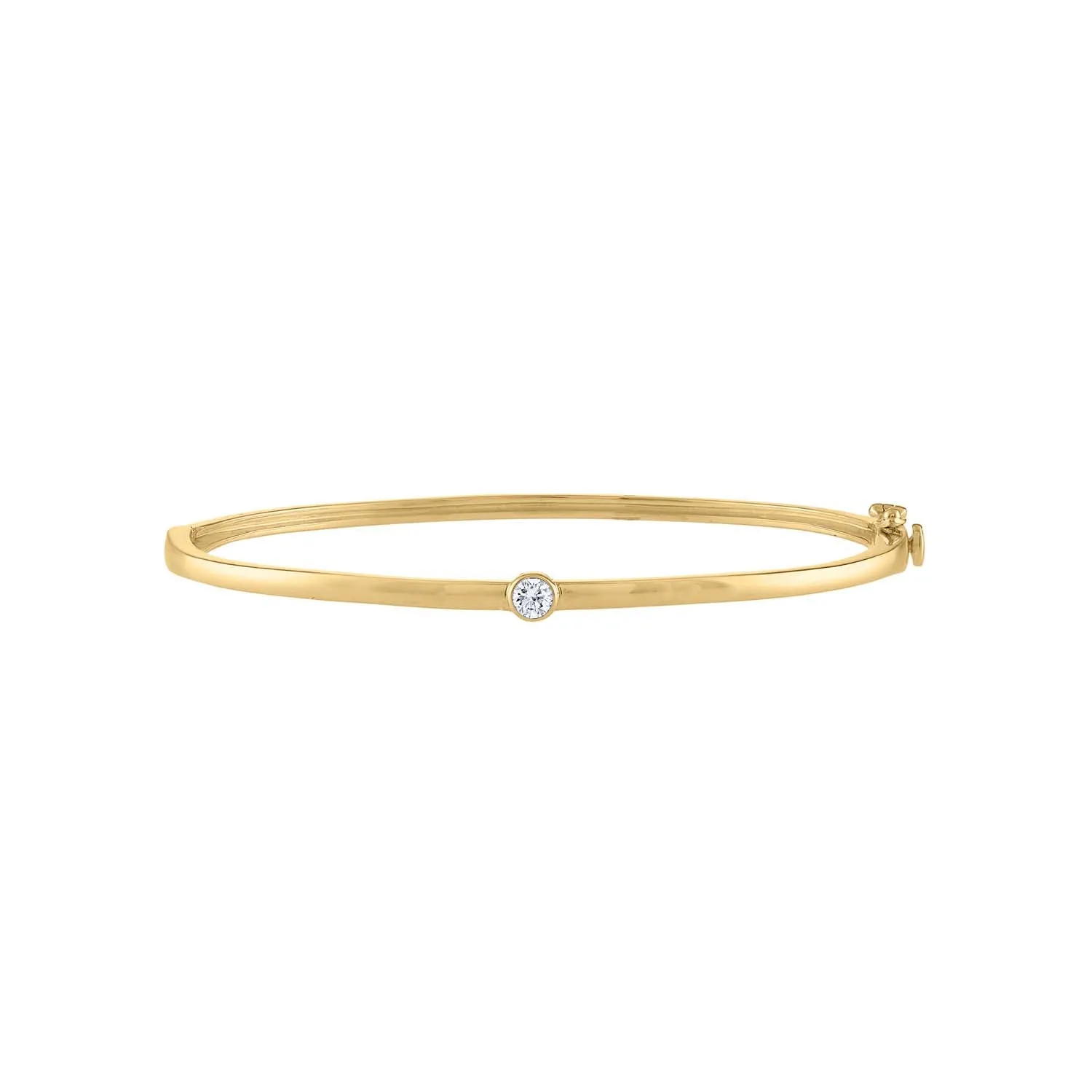 14KT GOLD DIAMOND SINGLE BEZEL BANGLE BRACELET