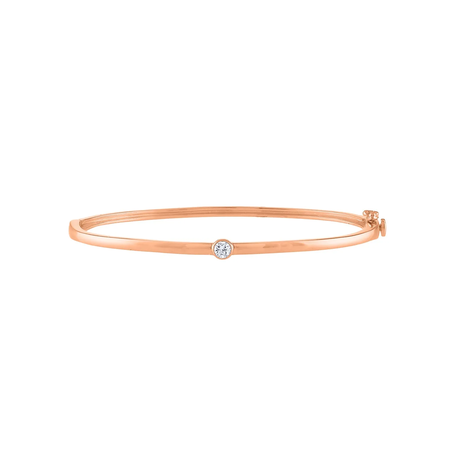14KT GOLD DIAMOND SINGLE BEZEL BANGLE BRACELET