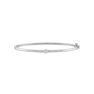 14KT GOLD DIAMOND SINGLE BEZEL BANGLE BRACELET