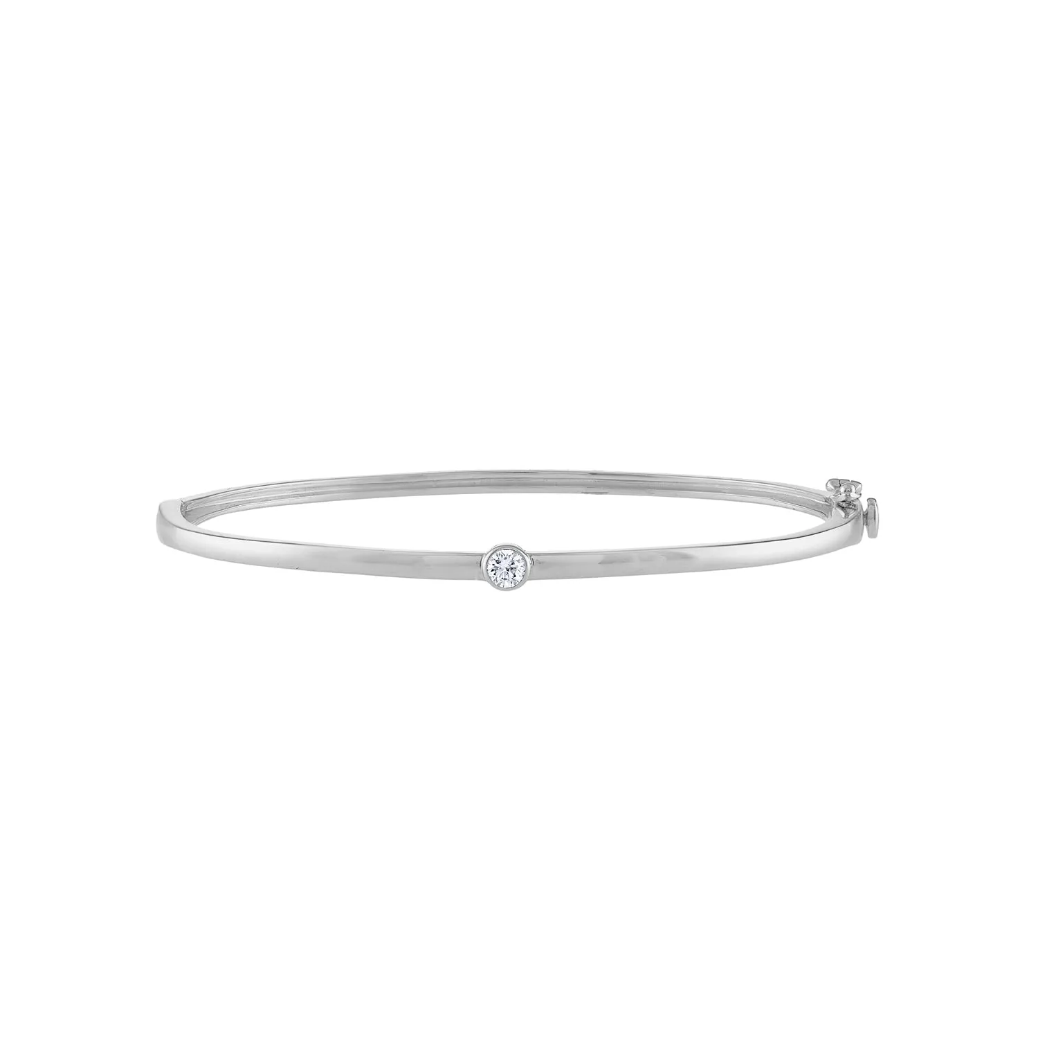 14KT GOLD DIAMOND SINGLE BEZEL BANGLE BRACELET