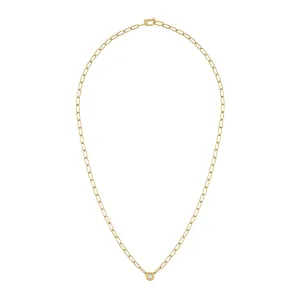 14KT GOLD DIAMOND SINGLE BEZEL SET LINK NECKLACE