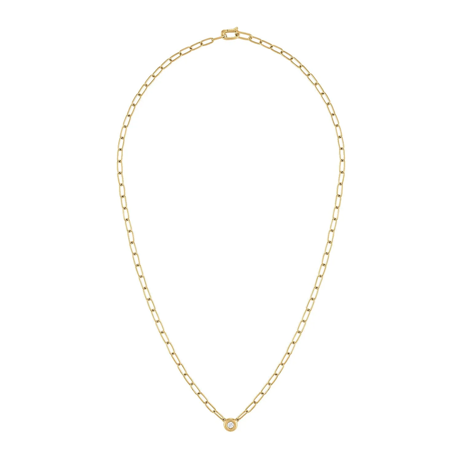 14KT GOLD DIAMOND SINGLE BEZEL SET LINK NECKLACE
