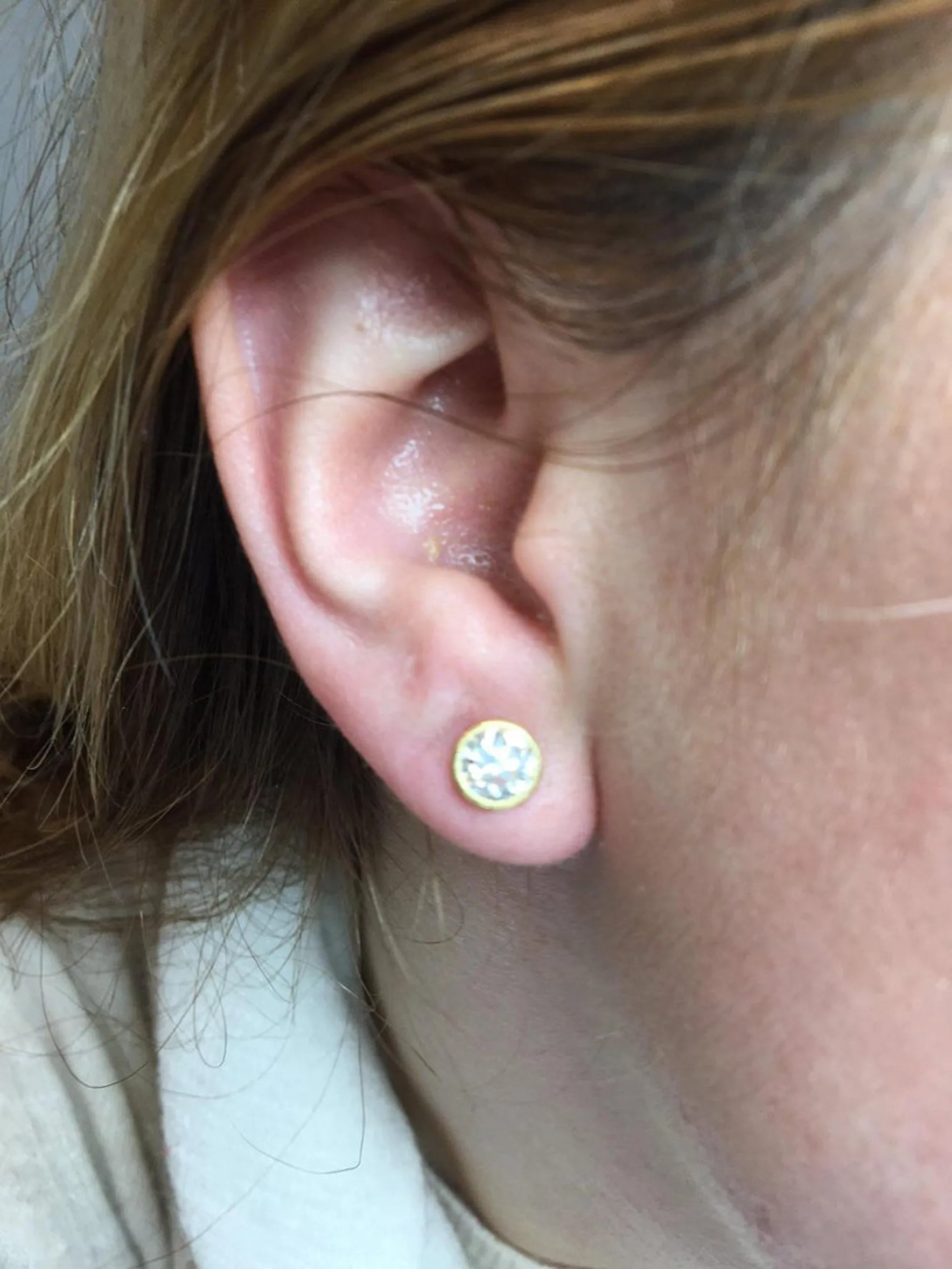 2 Carat E Color Old European Cut Diamond 18 Karat Gold Stud Earrings