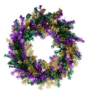 24" Tinsel Wreath: Mardi Gras - XX151944
