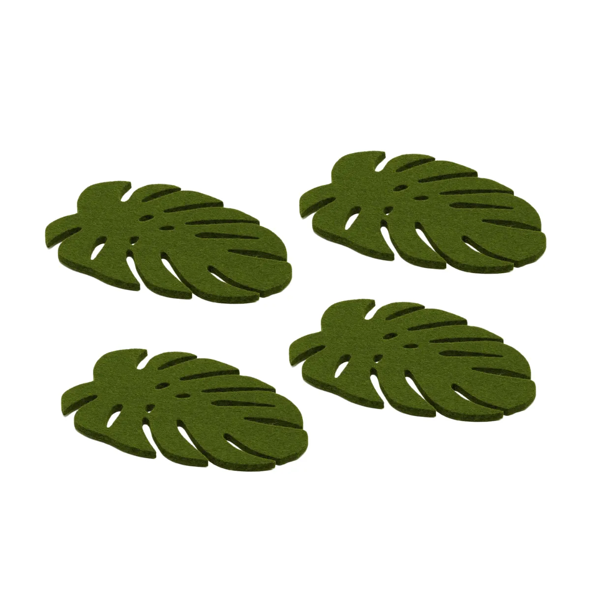 4 pack Merino Wool Monstera Coasters - Pistachio