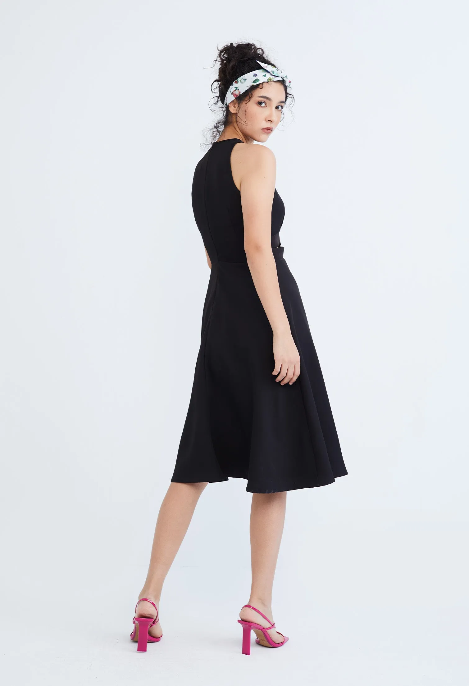 A-Line Cross Bodice Peekaboo Dress