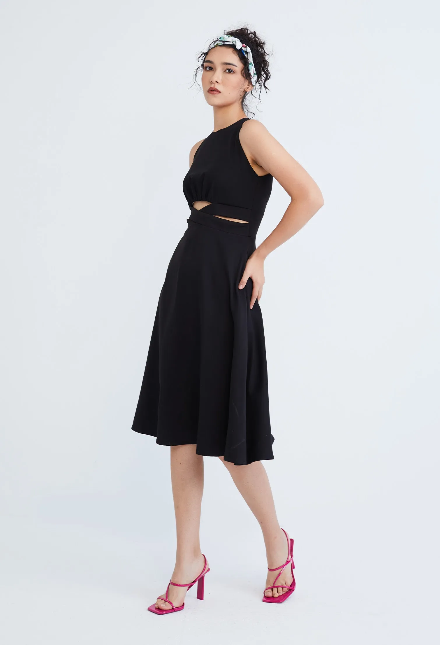 A-Line Cross Bodice Peekaboo Dress