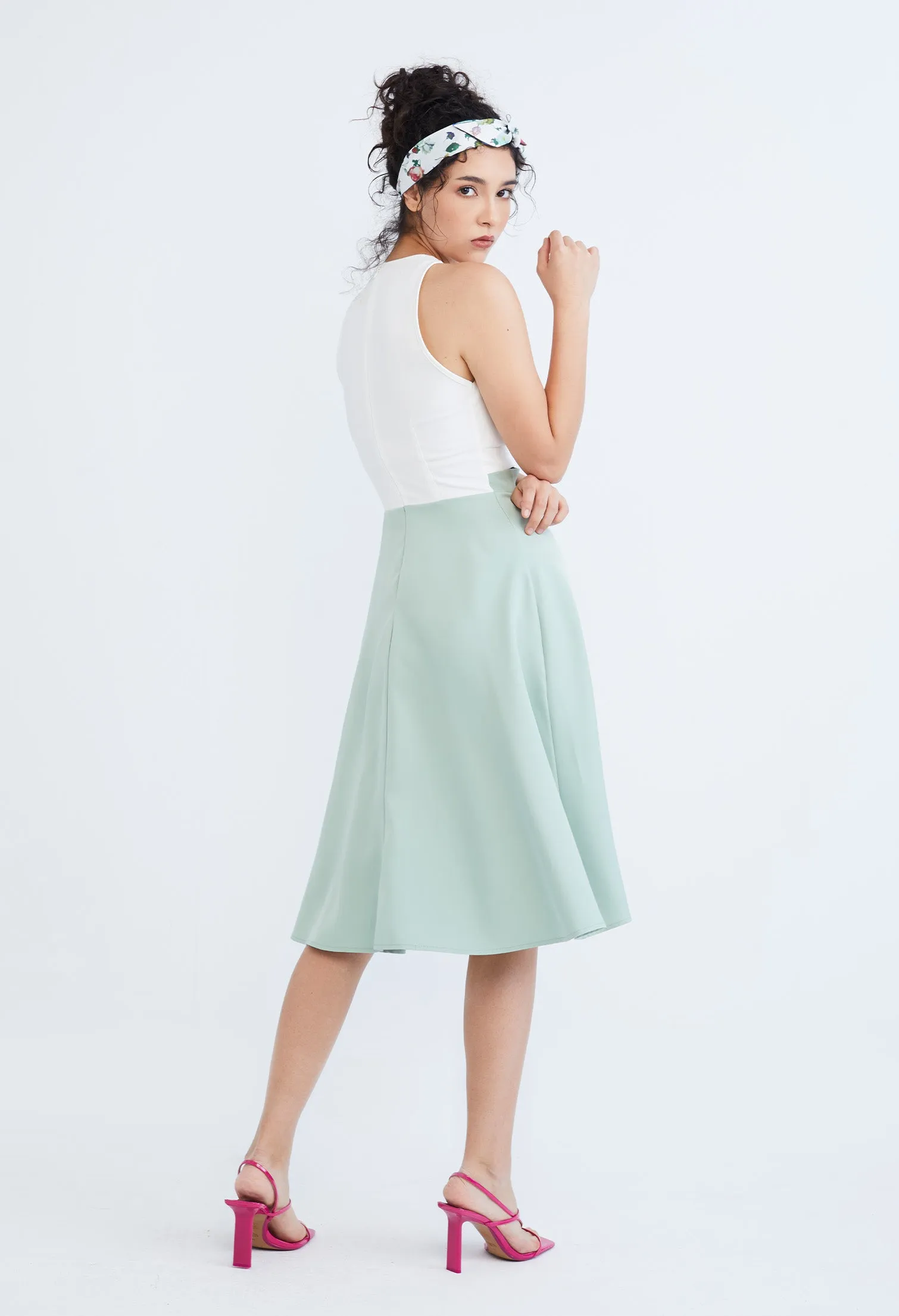A-Line Cross Bodice Peekaboo Dress