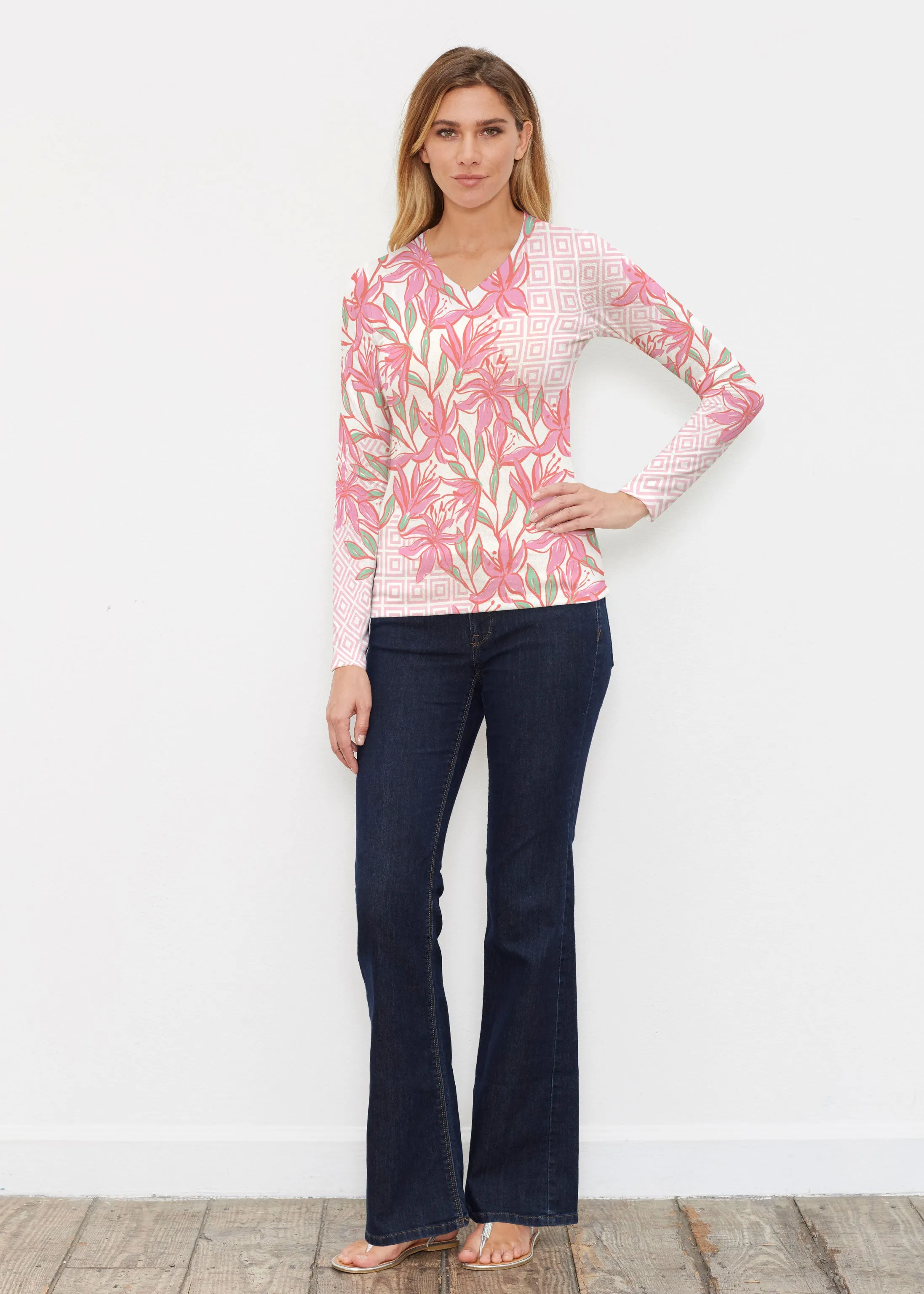 A lot of Lillies (8088) ~ Butterknit Long Sleeve V-Neck Top