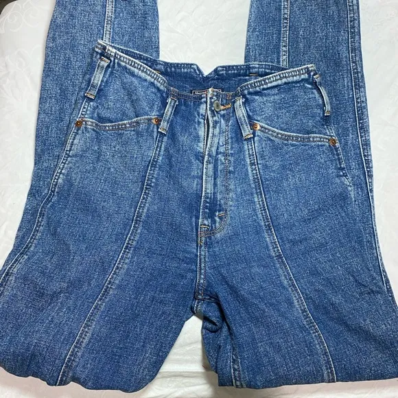 Abercrombie &amp; Fitch ultra high rise mom jeans sz 26 long 2 tall front seam back