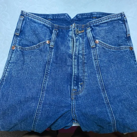 Abercrombie &amp; Fitch ultra high rise mom jeans sz 26 long 2 tall front seam back