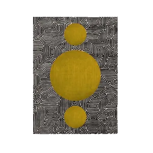 Abstract Maze Golden Sun Hand Tufted Wool Rug