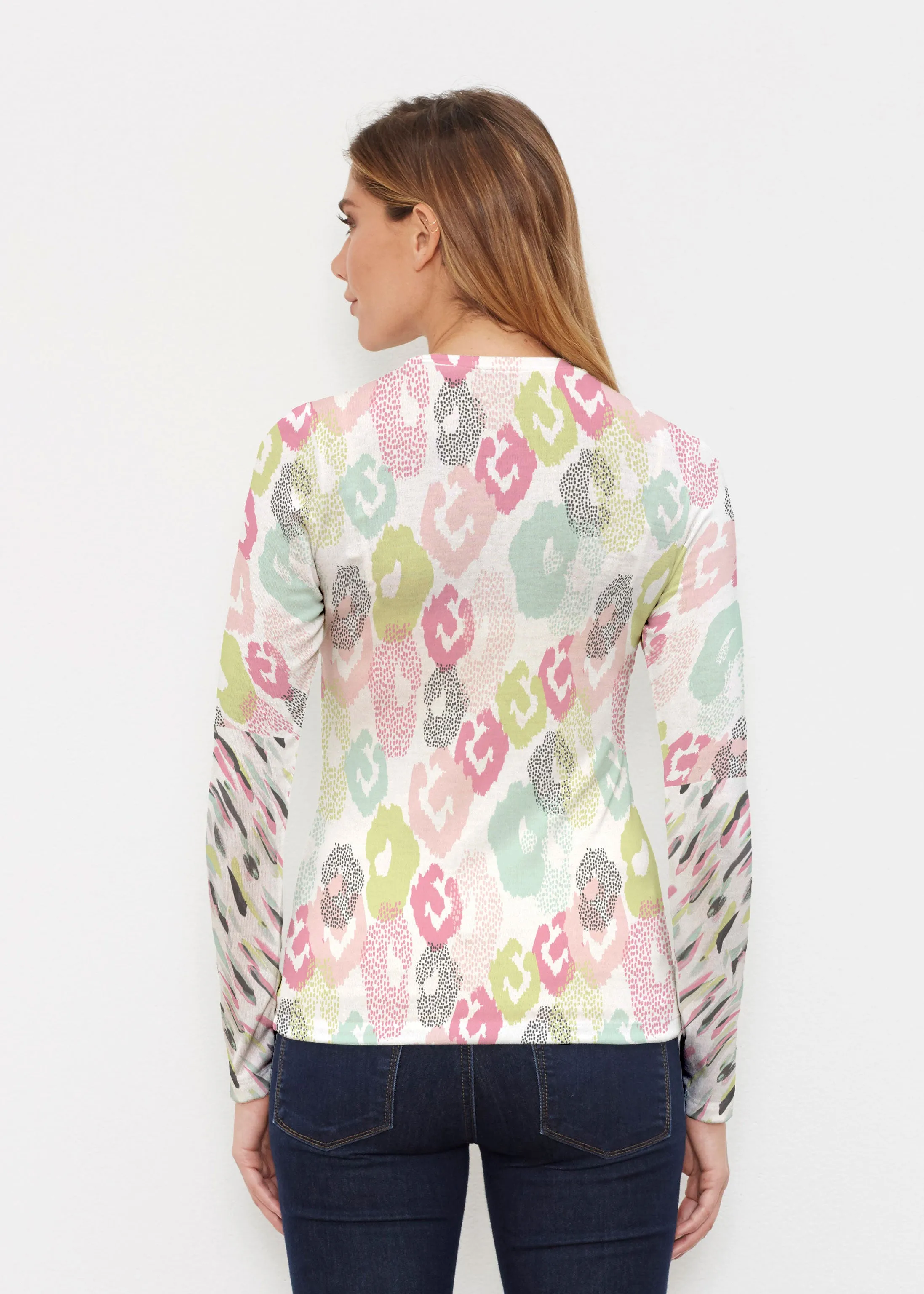 Abstract Pastel Ikat (7813) ~ Butterknit Long Sleeve Crew Top