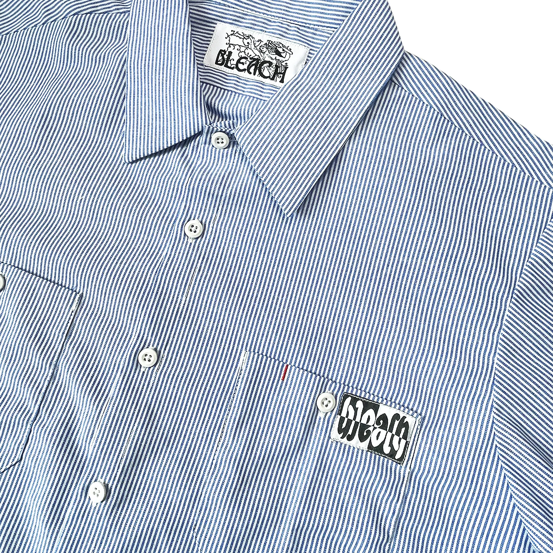 All Bad Button Up Work Shirt - White/Blue Stripe
