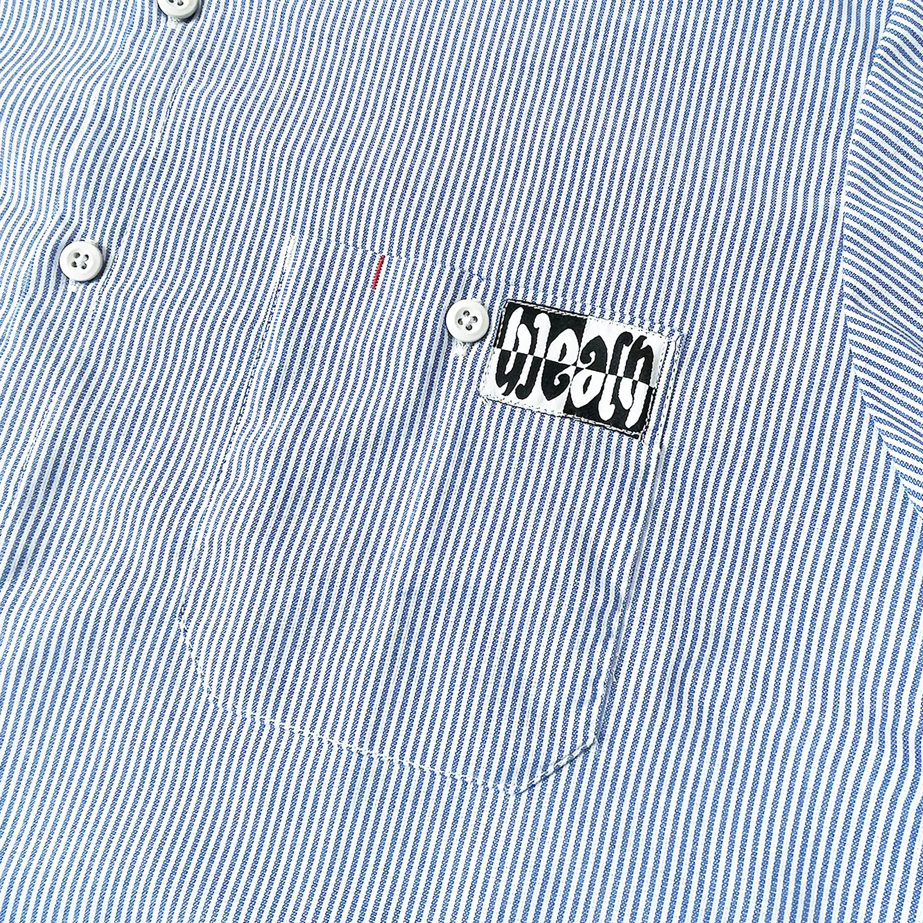 All Bad Button Up Work Shirt - White/Blue Stripe
