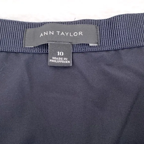 Ann Taylor Pinstripe wool blend Navi midi skirt 10