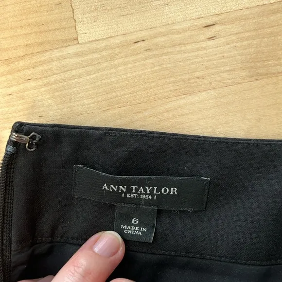 Ann Taylor Virgin Wool Black Career Pencil Skirt, 6