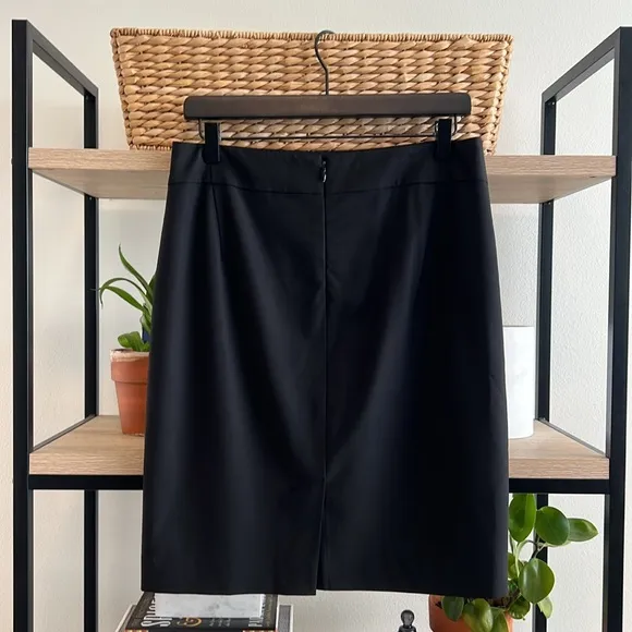 Ann Taylor Virgin Wool Black Career Pencil Skirt, 6