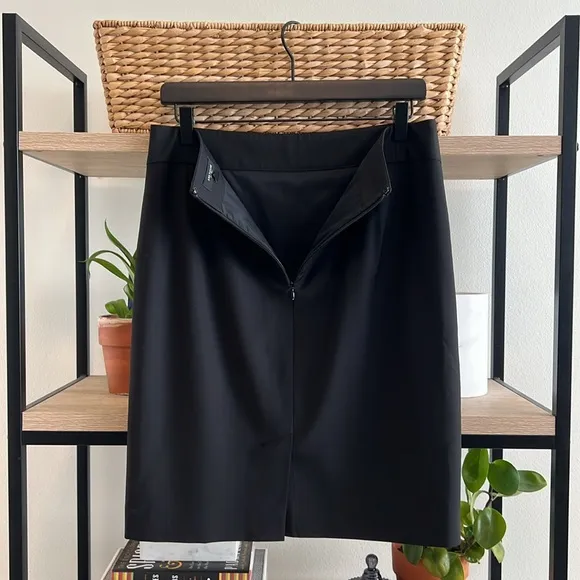 Ann Taylor Virgin Wool Black Career Pencil Skirt, 6