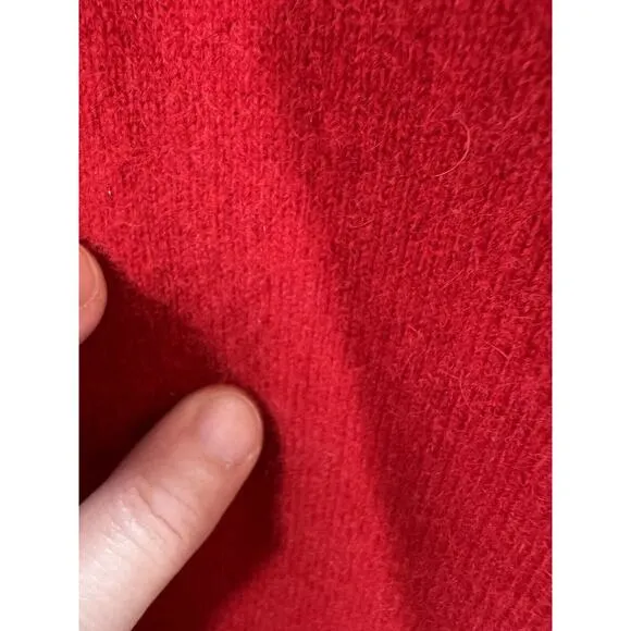 Anne Klein Womens Cashmere Cardigan Sz L Red Black Floral Whimsigoth Fairy FLAW