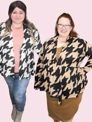 Anthea Houndstooth Tiered Cardigan (2 Colors)