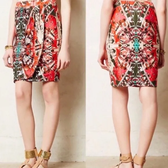 Anthropologie Maeve Ligeia Jersey Faux Wrap Skirt Small