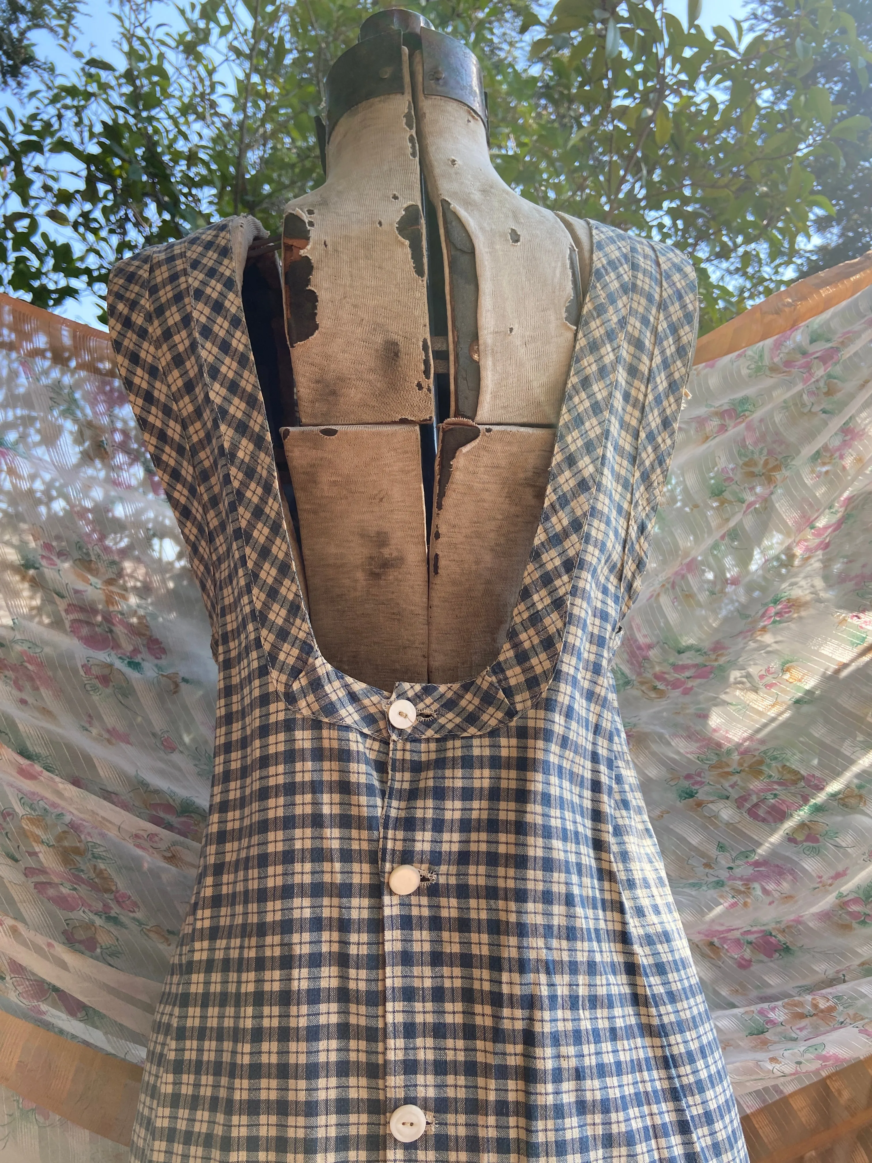 Antique Victorian Homespun Workwear Dress