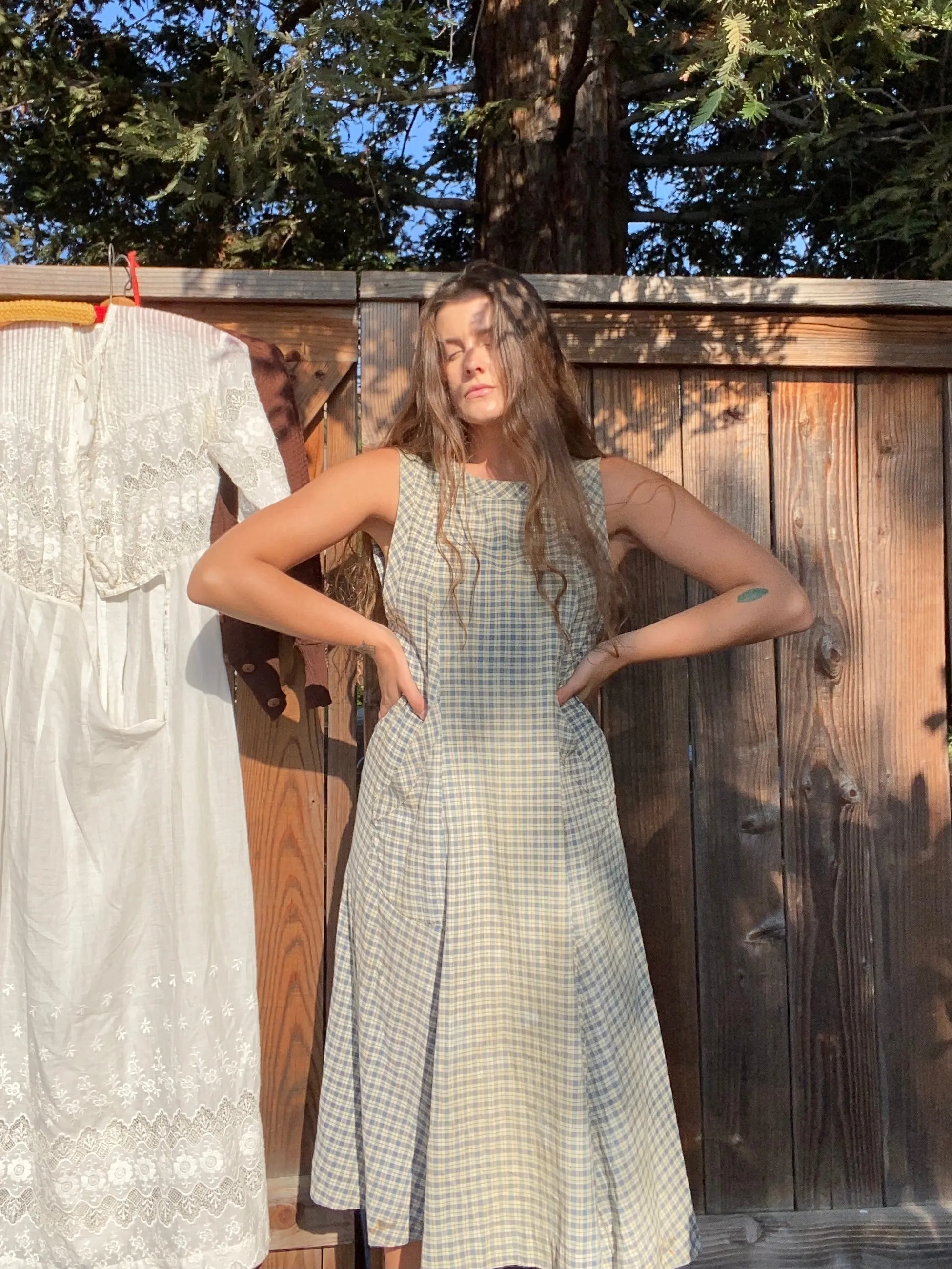 Antique Victorian Homespun Workwear Dress