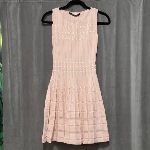Antonino Valenti Pale Pink and white Smocked Stretch Knit Sleeveless Dress