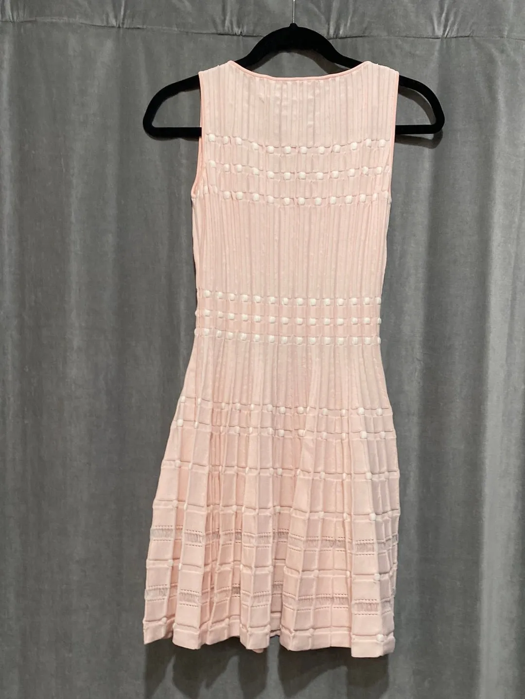 Antonino Valenti Pale Pink and white Smocked Stretch Knit Sleeveless Dress