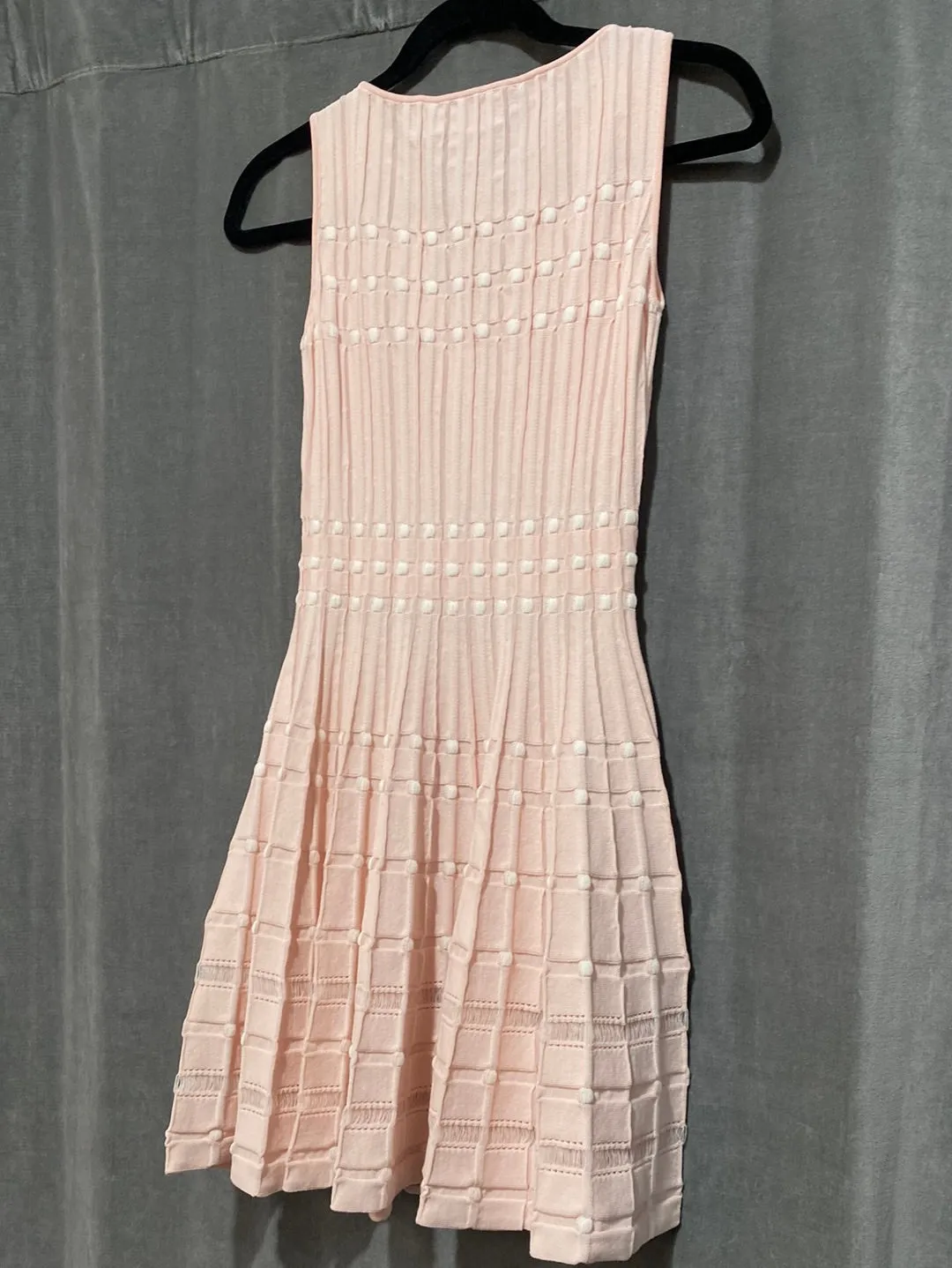 Antonino Valenti Pale Pink and white Smocked Stretch Knit Sleeveless Dress