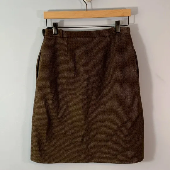 A.P.C. rue madame Paris size 36 brown wool front pleat diagonal lines pockets