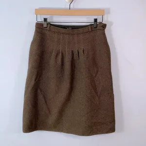 A.P.C. rue madame Paris size 36 brown wool front pleat diagonal lines pockets