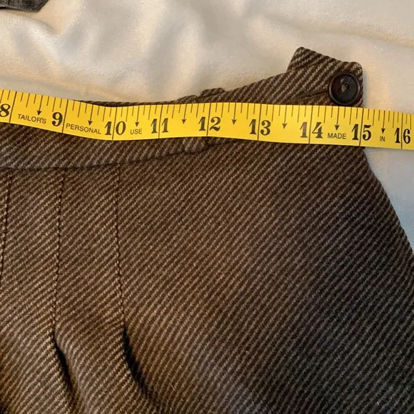 A.P.C. rue madame Paris size 36 brown wool front pleat diagonal lines pockets