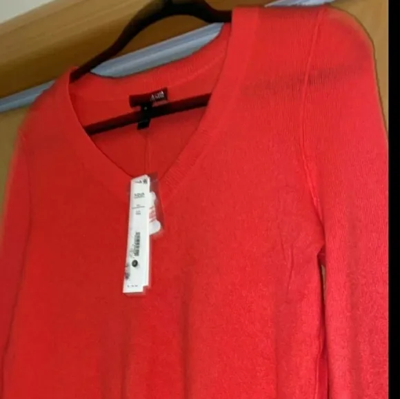 Aqua Orange Cashmere V-Neck Pullover Sweat