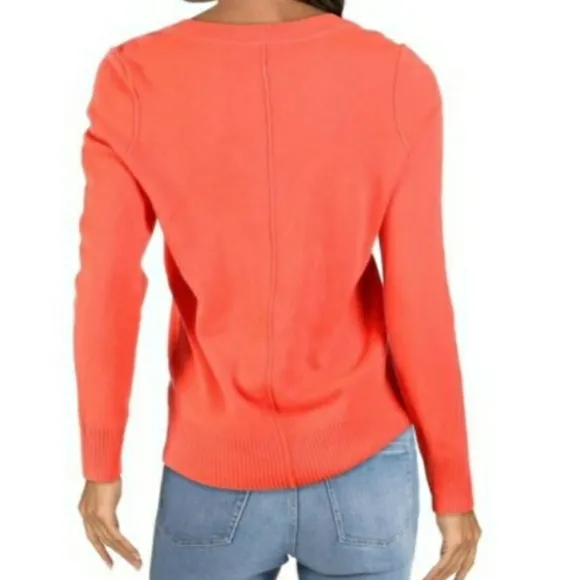 Aqua Orange Cashmere V-Neck Pullover Sweat