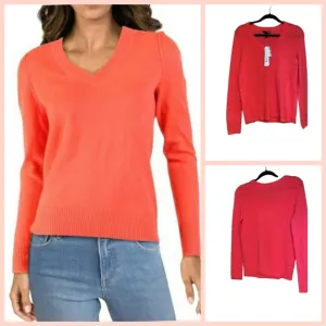Aqua Orange Cashmere V-Neck Pullover Sweat