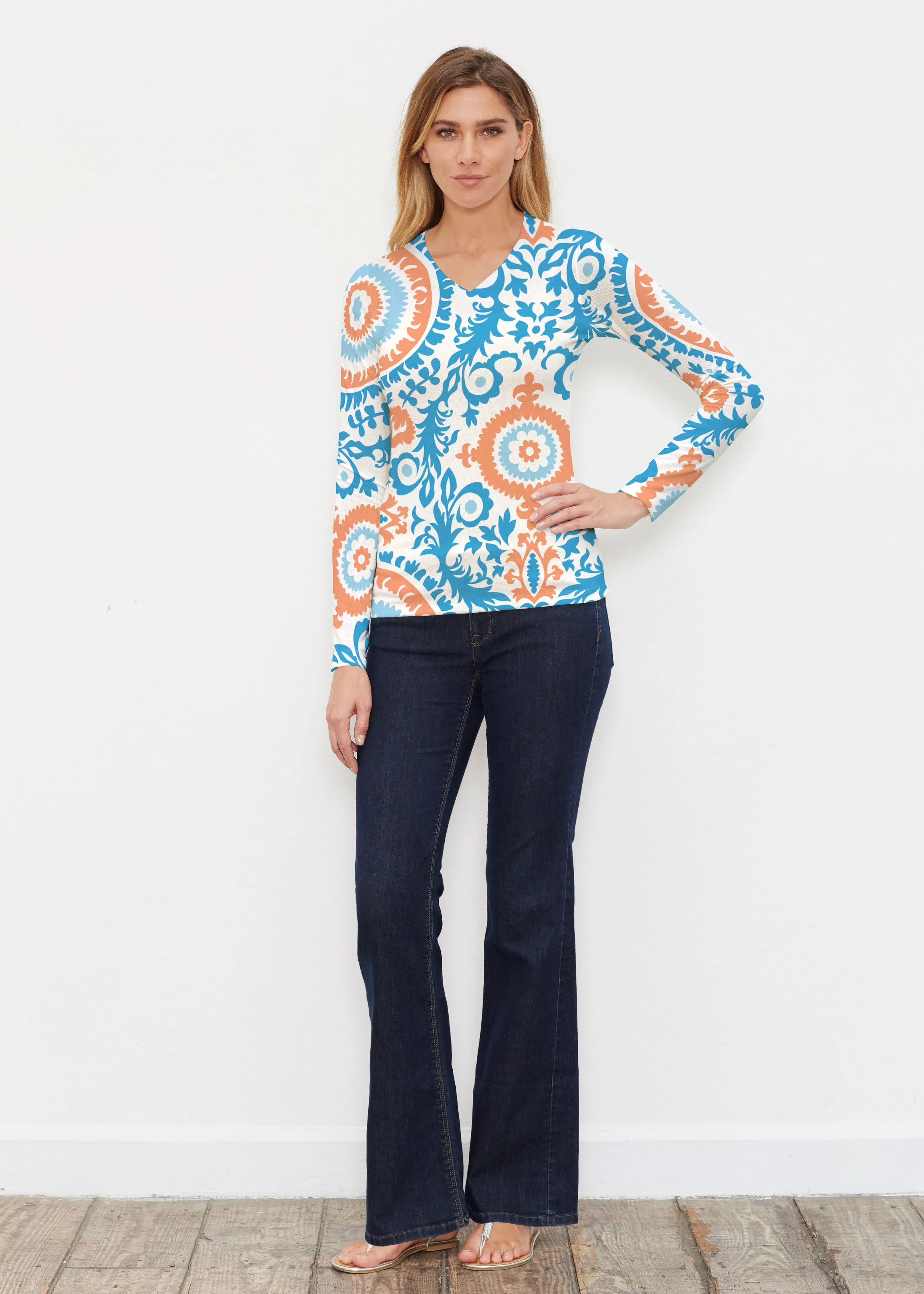 Archery Navy (14208) ~ Butterknit Long Sleeve V-Neck Top