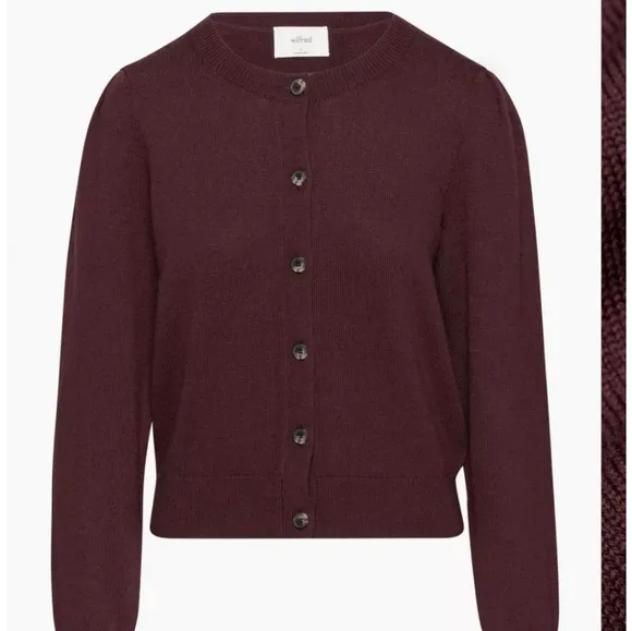 Aritzia Wilfred Maroon Moonrise Cardigan Size Small