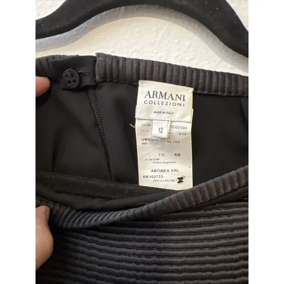 Armani Collezioni Womens Black Wool Silk‎ Zip Lined Pencil Skirt Size 12 Italy